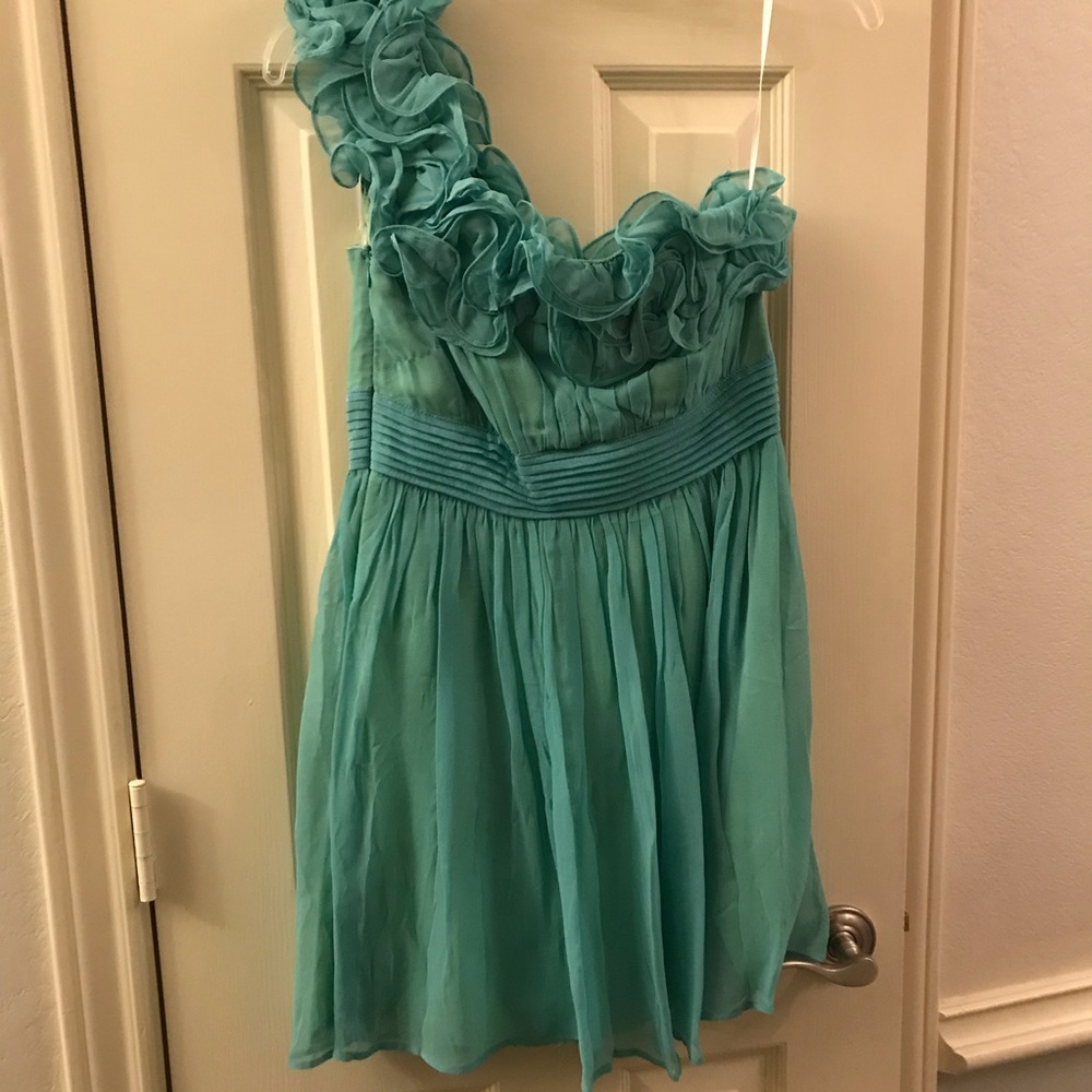 Aqua one shoulder dress